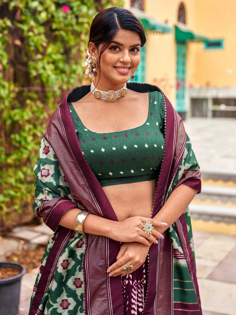 Mesmerizing Wine Foil Work Silk Function Wear Lehenga Choli