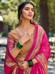 Pretty Light Brown Kalamkari Printed Silk Function Wear Lehenga Choli