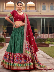 Attractive Green Patola Printed Silk Function Wear Lehenga Choli
