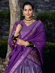 Alluring Purple Digital Printed Tussar Silk Festival Wear Lehenga Choli