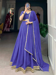 Gorgeous Blue Digital Printed Georgette Sangeet Wear Lehenga Choli