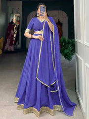 Gorgeous Blue Digital Printed Georgette Sangeet Wear Lehenga Choli