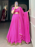 Enchanting Pink Digital Printed Georgette Function Wear Lehenga Choli