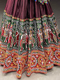 Rocking Brown Gamthi-Work Dola Silk Navratri Lehenga Choli