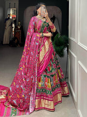 Enchanting Green Digital Printed Gaji Silk Traditional Lehenga Choli