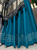 Precious Blue Cotton Traditional Plain Lehenga Choli With Dupatta