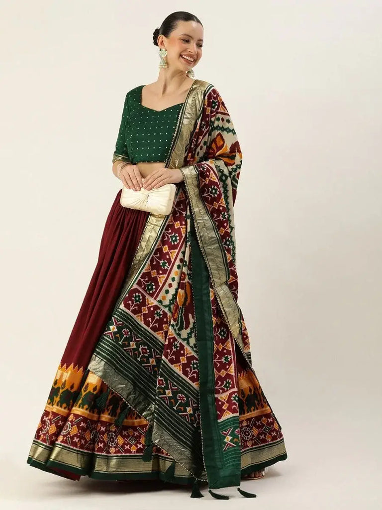 Stunning Maroon Patola Print Silk Festival Wear Lehenga Choli