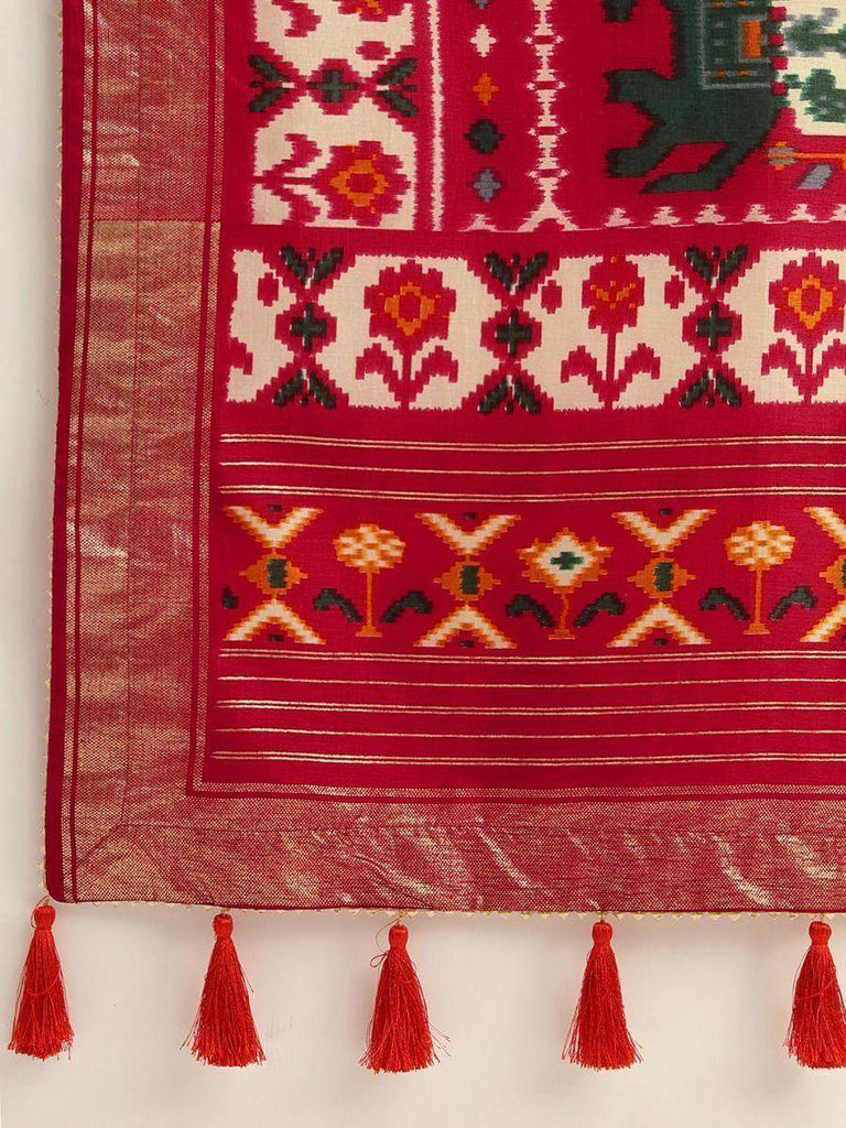 Fabulously Off-White Patola Print Silk Festival Wear Lehenga Choli