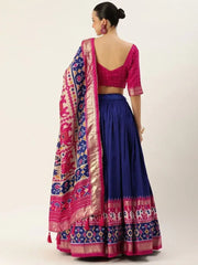 Ravishing Royal Blue Patola Print Silk Festival Wear Lehenga Choli