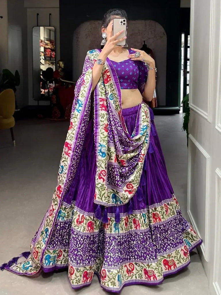 Ultimate Purple Patola Print Dola Silk Festival Lehenga Choli