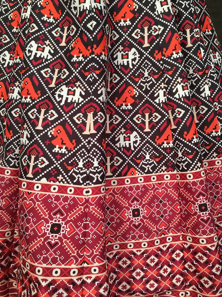 Amazing Black Patola Printed Silk Traditional Gown With Dupatta