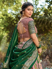 Beautiful Dusty Pink Kalamkari Printed Silk Festival Wear Lehenga Choli