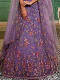 Lovable Lavender Embroidered Net Lehenga Choli With Dupatta - Ethnic Plus In