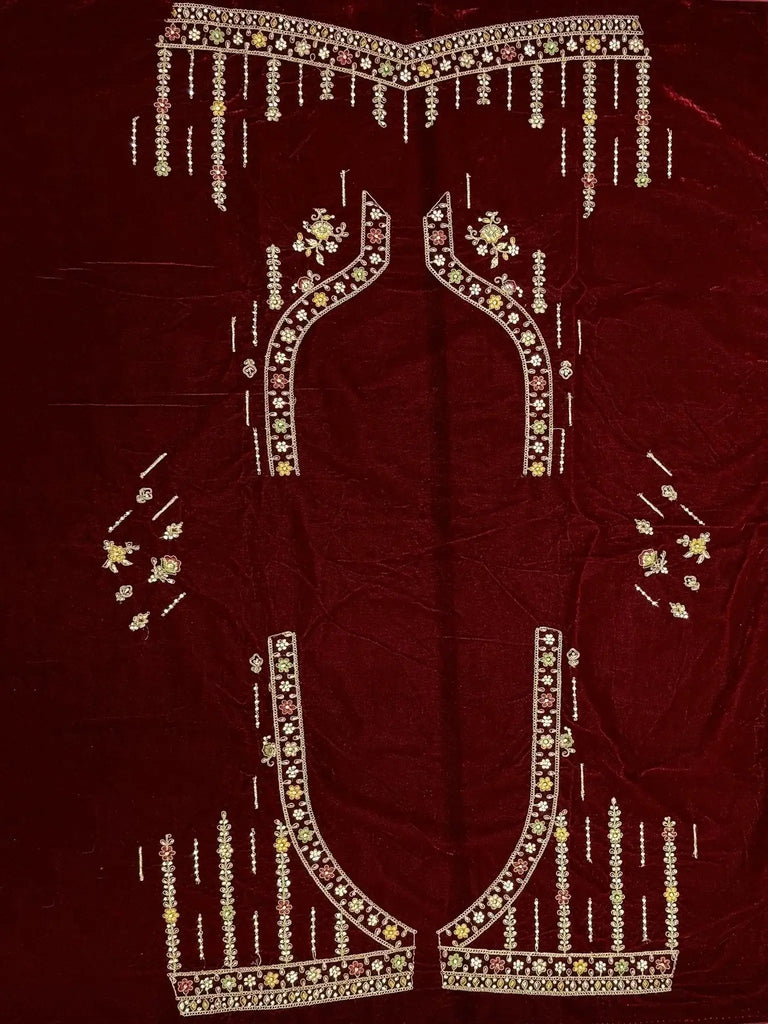 Lovable Maroon Velvet Bridal Lehenga Choli With Dupatta - Ethnic Plus In