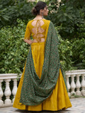 Lovable Mustard Mirror Work Navratri Wear Lehenga Choli With Dupatta - Ethnic Plus In