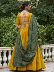 Lovable Mustard Mirror Work Navratri Wear Lehenga Choli With Dupatta - Ethnic Plus In