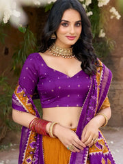 Lovable Mustard Yellow Patola Printed Tussar Silk Lehenga Choli With Dupatta - Ethnic Plus In