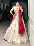 Lovable Off - White Vichita Silk Embroidered Lehenga Choli With Dupatta - Ethnic Plus In