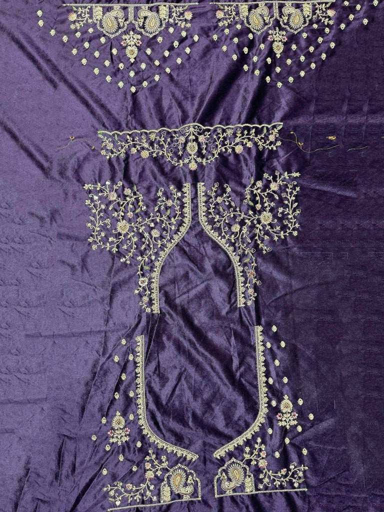 Lovable Purple Velvet Bridal Lehenga Choli With Dupatta - Ethnic Plus In