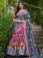 Lovable Rani Pink Kalamkari Print Dola Silk Event Wear Lehenga Choli