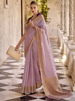 Lovable Lilac Zari Weaving Tissue Silk Function Wear Saree With Blouse