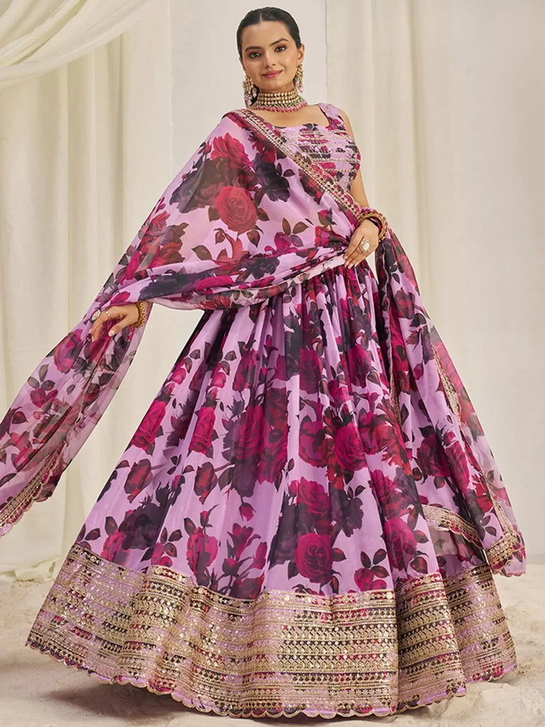 Lovely Baby Pink Sequins Organza Event Wear Lehenga Choli With Dupatta - Ethnic Plus In