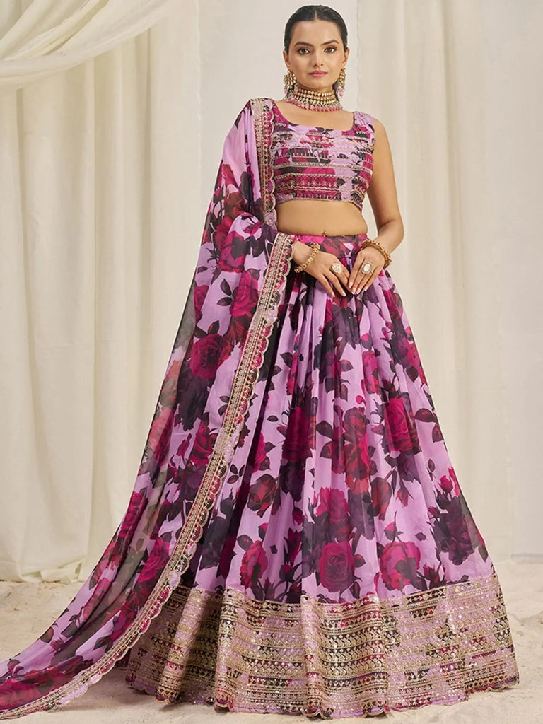Lovely Baby Pink Sequins Organza Event Wear Lehenga Choli With Dupatta - Ethnic Plus In
