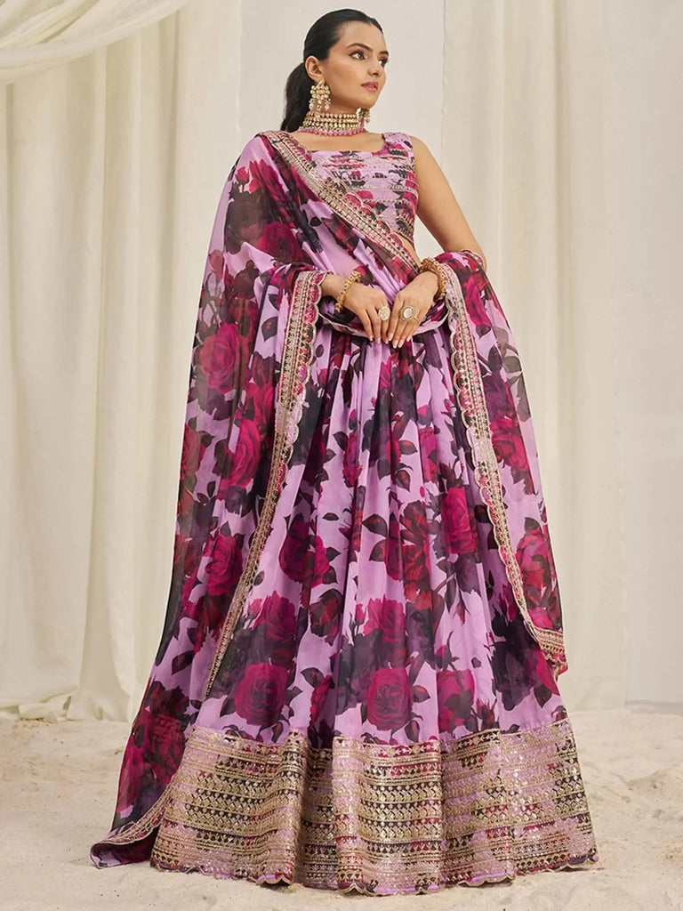Lovely Baby Pink Sequins Organza Event Wear Lehenga Choli With Dupatta - Ethnic Plus In