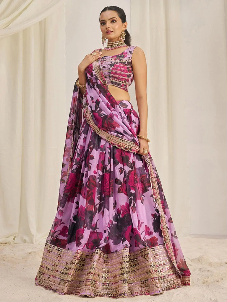 Lovely Baby Pink Sequins Organza Event Wear Lehenga Choli With Dupatta - Ethnic Plus In