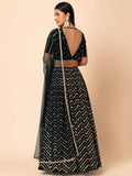 Lovely Black Zari Embroidered Georgette Reception Wear Lehenga Choli - Ethnic Plus In