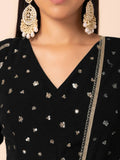 Lovely Black Zari Embroidered Georgette Reception Wear Lehenga Choli - Ethnic Plus In