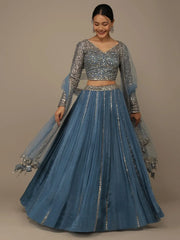 Lovely Blue Sequins Georgette Bridesmaid Lehenga Choli With dupatta - Ethnic Plus In