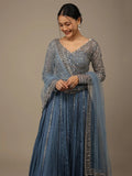 Lovely Blue Sequins Georgette Bridesmaid Lehenga Choli With dupatta - Ethnic Plus In