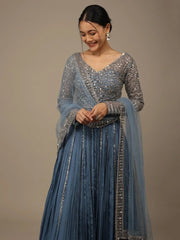 Lovely Blue Sequins Georgette Bridesmaid Lehenga Choli With dupatta - Ethnic Plus In