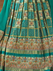 Lovely Green Bandhani Printed Silk Wedding Lehenga Choli With Dupatta - Ethnic Plus In