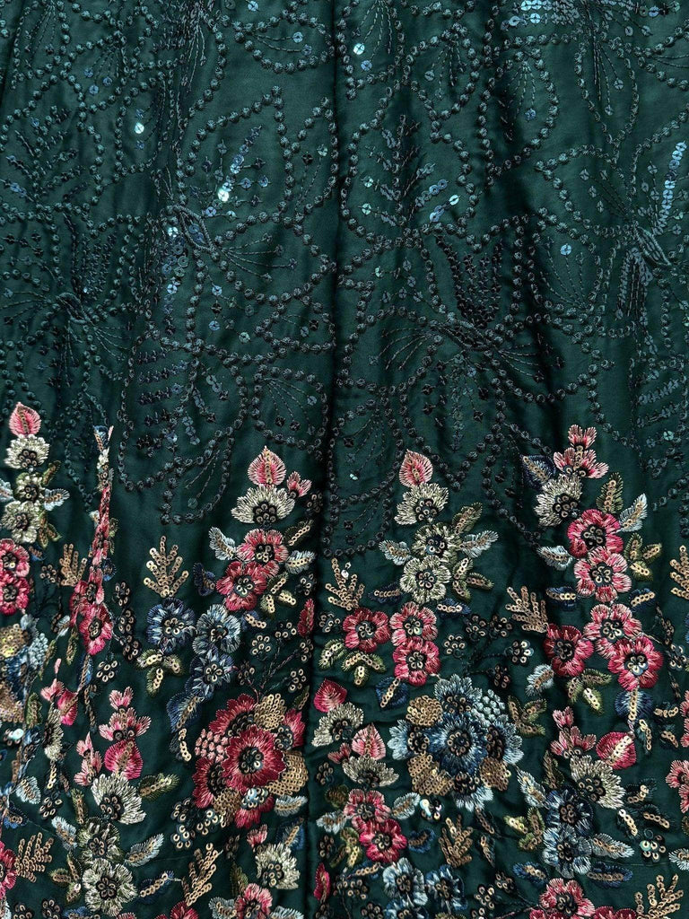 Lovely Green Floral Embroidered Chinon Mehendi Wear Lehenga Choli - Ethnic Plus In