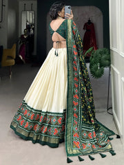 Lovely Green Patola Print Tussar Silk Traditional Wear Lehenga Choli - Ethnic Plus In