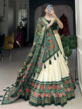 Lovely Green Patola Print Tussar Silk Traditional Wear Lehenga Choli - Ethnic Plus In
