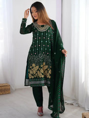 Lovely Green Thread Embroidered Festival Wear Pant Suit - Ethnic Plus In