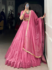 Lovely Light Pink Pure Chanderi Navratri Wear Lehenga Choli - Ethnic Plus In