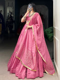 Lovely Light Pink Pure Chanderi Navratri Wear Lehenga Choli - Ethnic Plus In