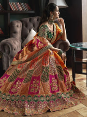 Lovely Multi Color Embroidered Silk Wedding Lehenga Choli With Dupatta - Ethnic Plus In