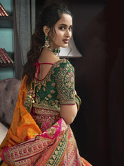 Lovely Multi Color Embroidered Silk Wedding Lehenga Choli With Dupatta - Ethnic Plus In
