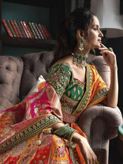 Lovely Multi Color Embroidered Silk Wedding Lehenga Choli With Dupatta - Ethnic Plus In