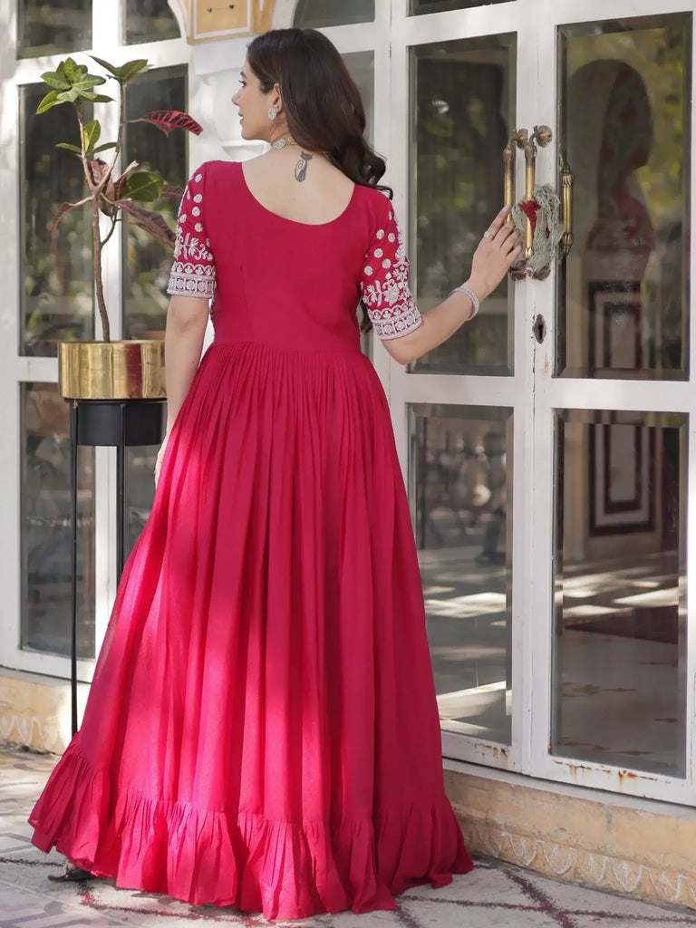 Lovely Pink Beadwork Georgette Readymade Lehenga With Kurti - Ethnic Plus In