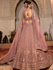 Lovely Pink Embroidered Tissue Silk Pastel Lehenga Choli With Dupatta - Ethnic Plus In