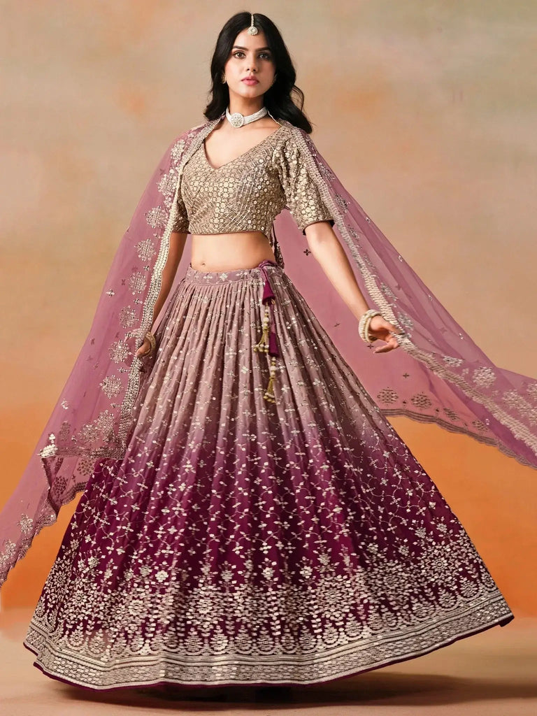 Lovely Pink Georgette Engagement Wear Lehenga Choli - Ethnic Plus In