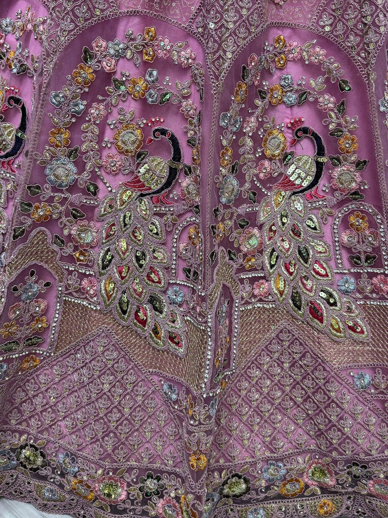 Lovely Pink Sequins Net Bridesmaid Lehenga Choli With Dupatta - Ethnic Plus In