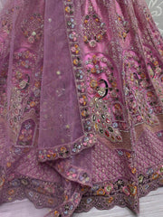 Lovely Pink Sequins Net Bridesmaid Lehenga Choli With Dupatta - Ethnic Plus In