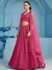 Lovely Pink Sequins Work Georgette Engagement Wear Lehenga With Blouse - Ethnic Plus In